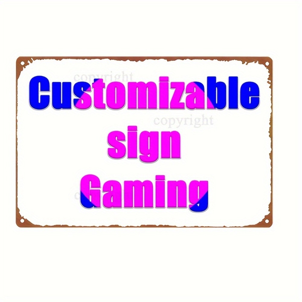 Retro Gaming Logo - Pre-Drilled Customizable Retro Iron Sign Custom