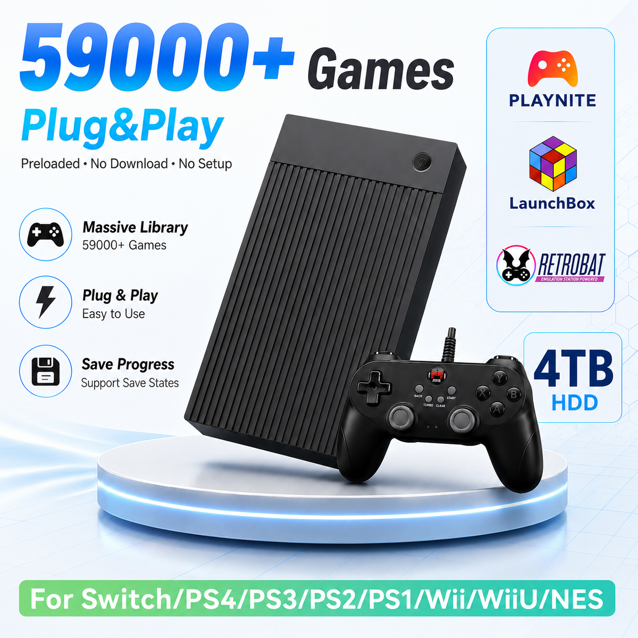 Retro Gaming Hdd - Portable 4TB Gaming HDD with 59599
