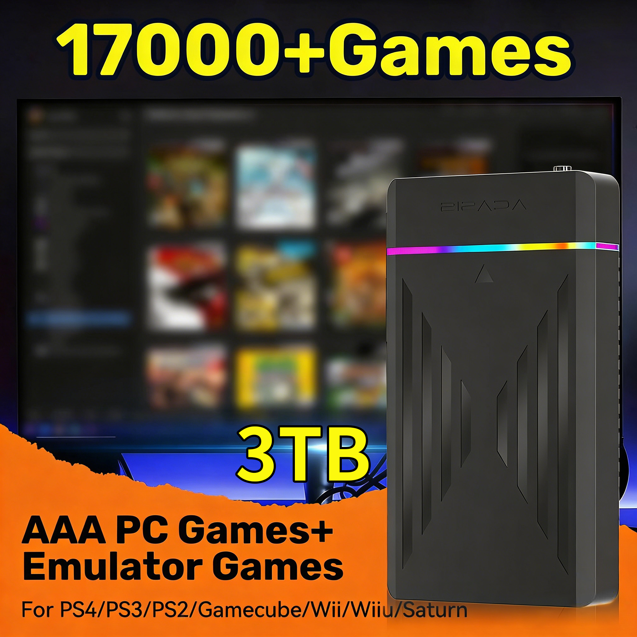 Portable 3TB Gaming HDD Video  - Retro Gaming Hdd ulasan dan harga