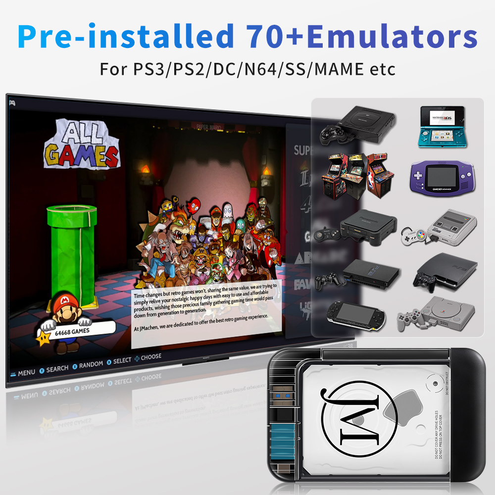 RETROBAT Portable 500G Gaming  - Retro Gaming Hdd ulasan dan harga