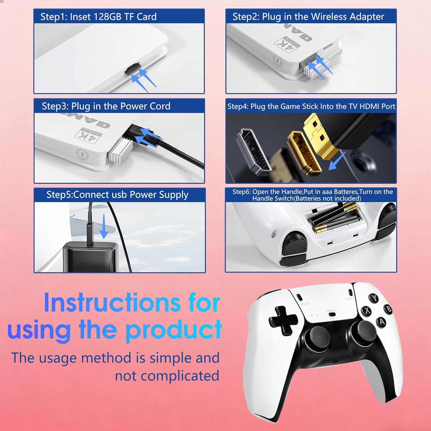 4K HDMI game controller, built - Retro Gaming With Projector ulasan dan harga
